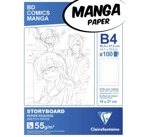 Bloc Manga Storyboard 55g 6 cases- Clairefontaine