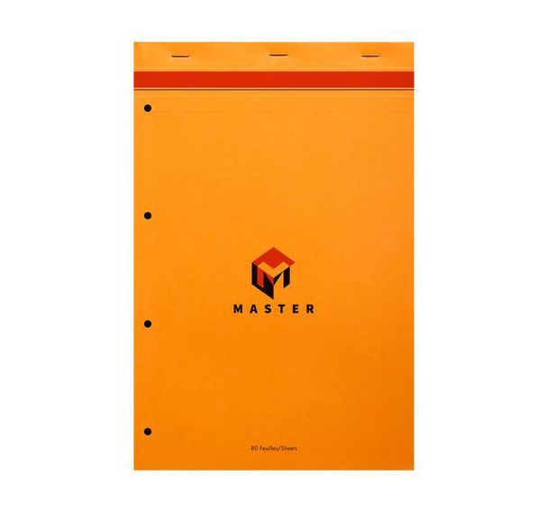 Bloc Master Orange agrafé 80F 80g A4+ détachable perfo 4 trous Q.5x5