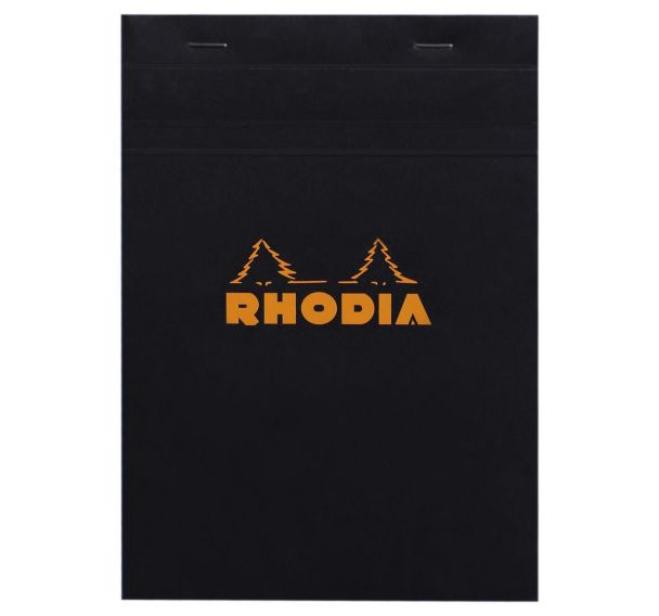 Bloc agrafé Rhodia BLACK N 16 14,8x21cm 80f Q.5x5 80g - Lot de 10