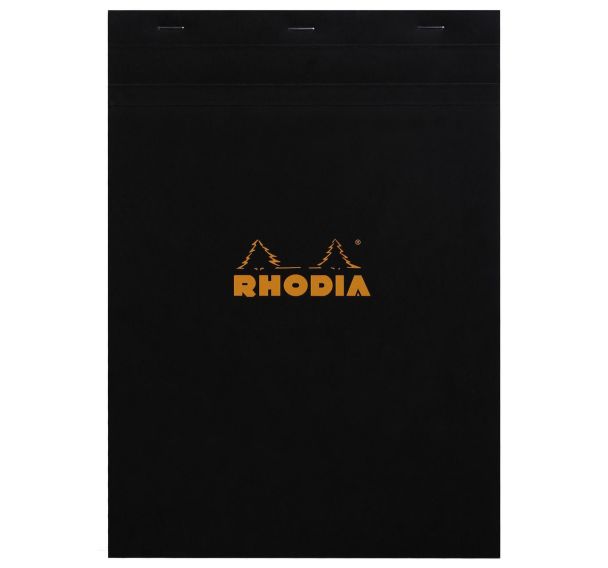 Bloc agrafé Rhodia BLACK N 18 21x29,7cm 80f Q.5x5 80g - Lot de 5