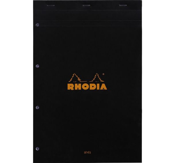 Bloc agrafé Rhodia BLACK N 20 21x31,8cm Seyès 80f perf. 4t. 80g - Lot de 5