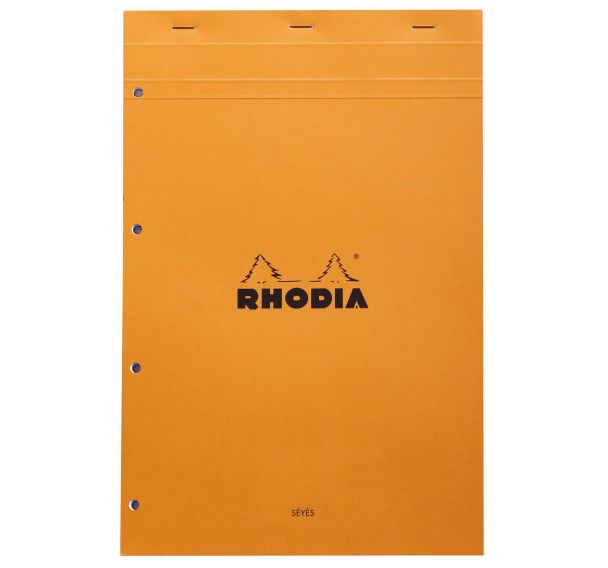 Bloc agrafé Rhodia ORANGE N 20 21x31,8cm Seyès 80f perf. 4t. 80g - Lot de 5