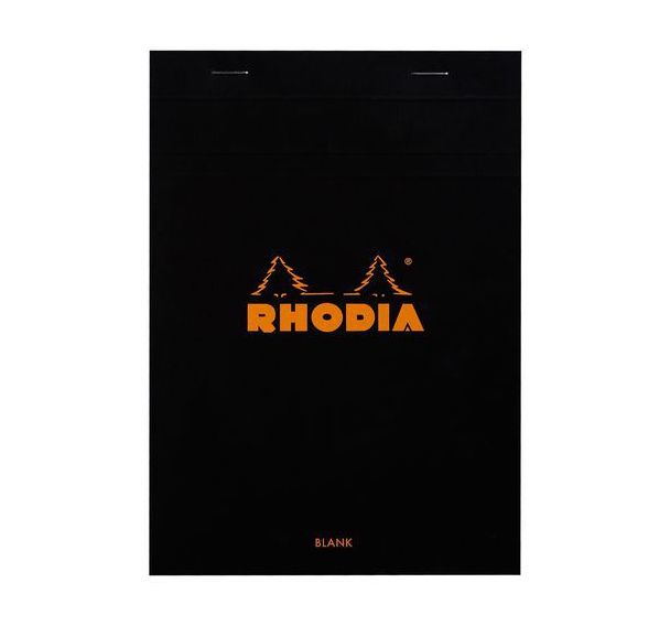 Bloc agrafé noir feuilles unies blanches - Rhodia