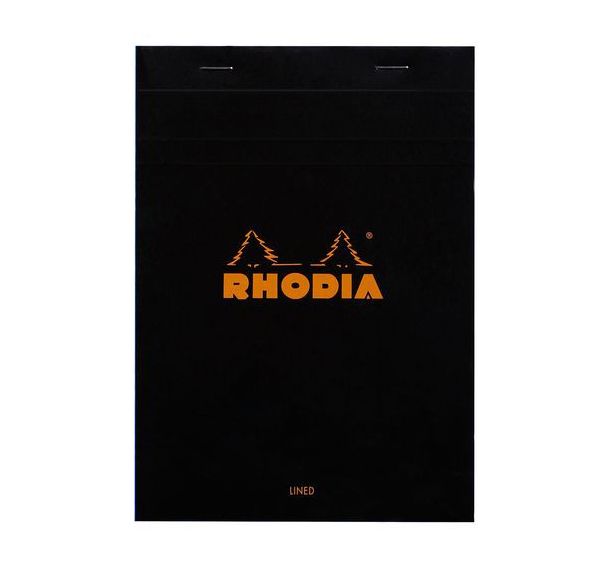 Bloc agrafé noir ligné + marge - Rhodia