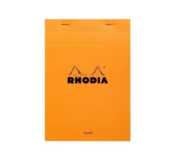Bloc agrafé orange 80 feuilles unies blanches - Rhodia
