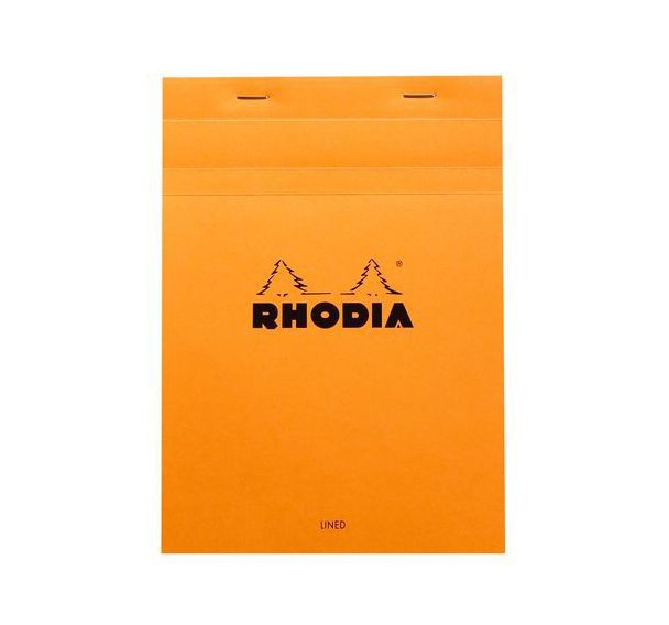 Bloc agrafé orange ligné + marge - Rhodia