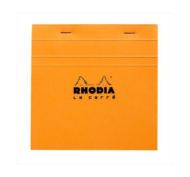 Bloc agrafé orange petits carreaux 80 feuillets - Rhodia