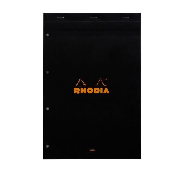 Bloc agrafé perforation 4 trous ligné + marge - Rhodia