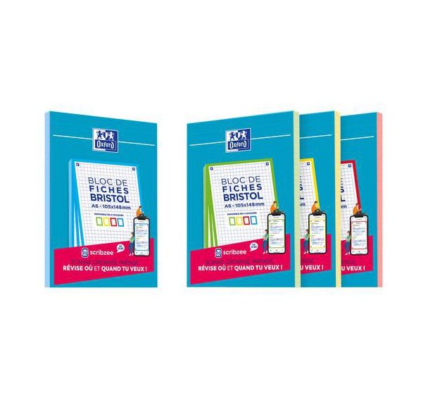 Bloc bristol Oxford 105x148 30 fiches non perforees Q5/5 - Oxford