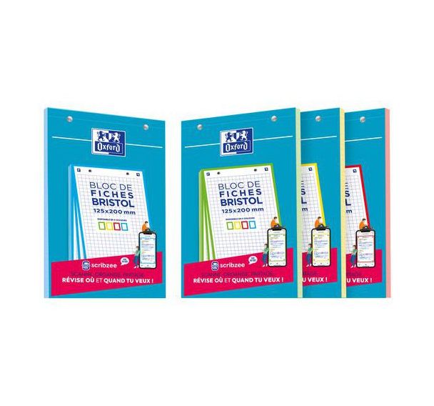 Bloc bristol Oxford 125x200 30 fiches perforees Q5/5 - Oxford