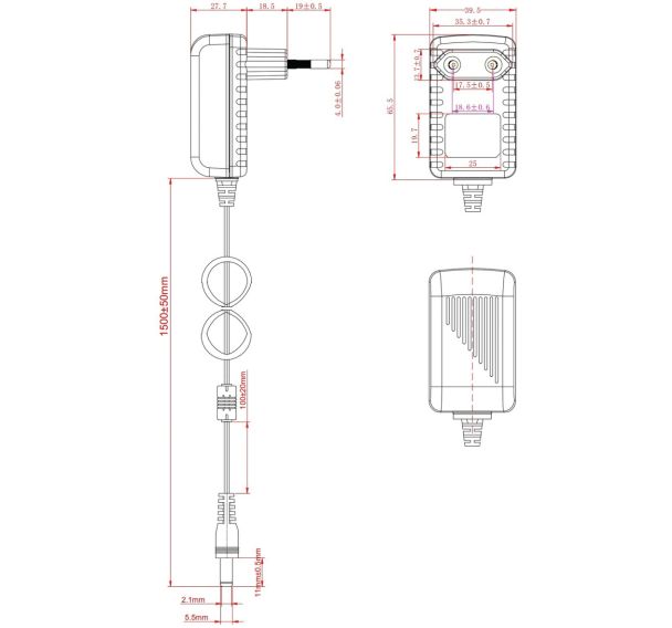 Bloc d'alimentation Jack - Sortie 5V 2A - 5,5x2,1 mm