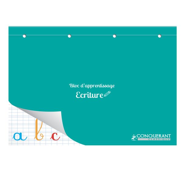 Bloc d'apprentissage de l'écriture 21x29.7 cm perforé 160 pages 90g réglure double ligne 3mm