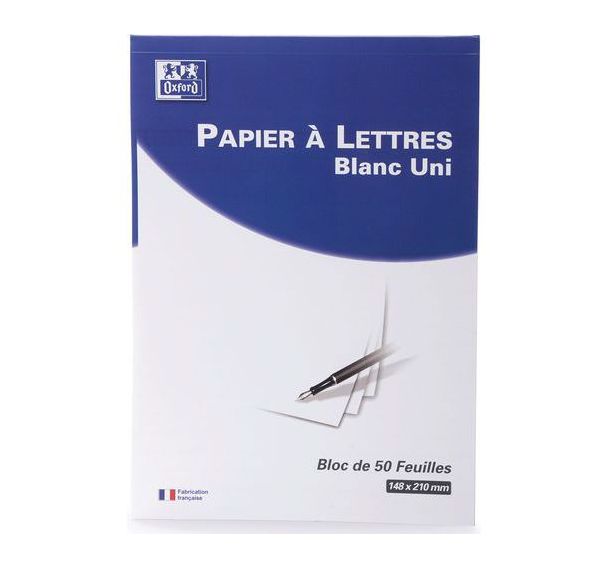 Bloc de correspondance endosse 100 pages 80g - Oxford