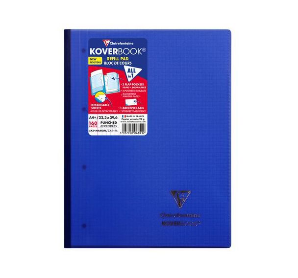 Bloc de cours agrafé grand côté Koverbook A4+ - Clairefontaine
