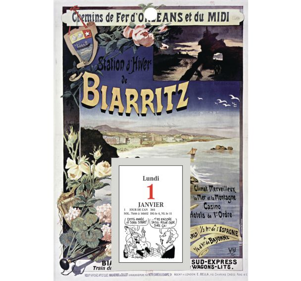 Bloc éphéméride comique sur pla affiches anciennes