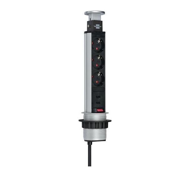 Bloc escamotable atelier 3 prises 2 USB