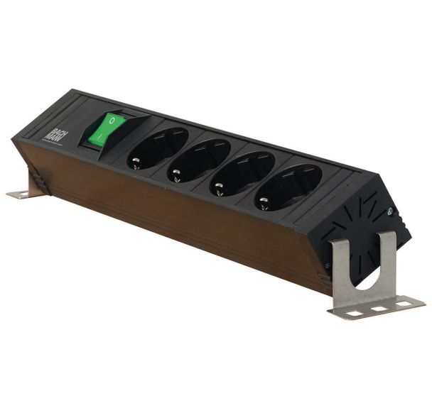 Bloc multiprises pour 4 prises typ FR noir