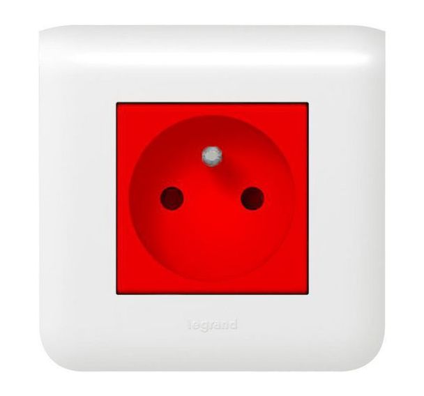 Bloc prise IP20 16A détrompée dosseret EE 220V Legrand Mozaic - Asem