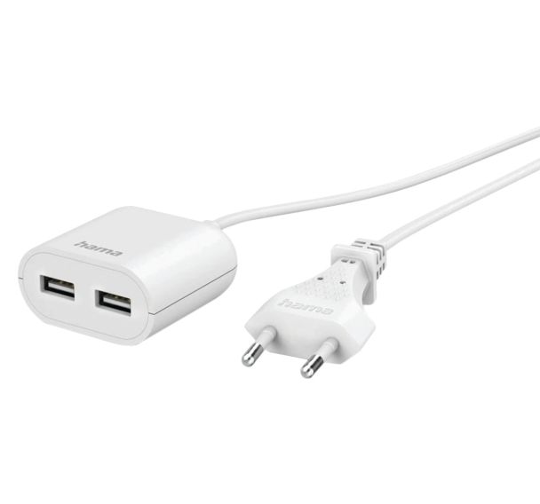 Bloc secteur vers 2 x USB-A avec câble 1.9 m  - Hama