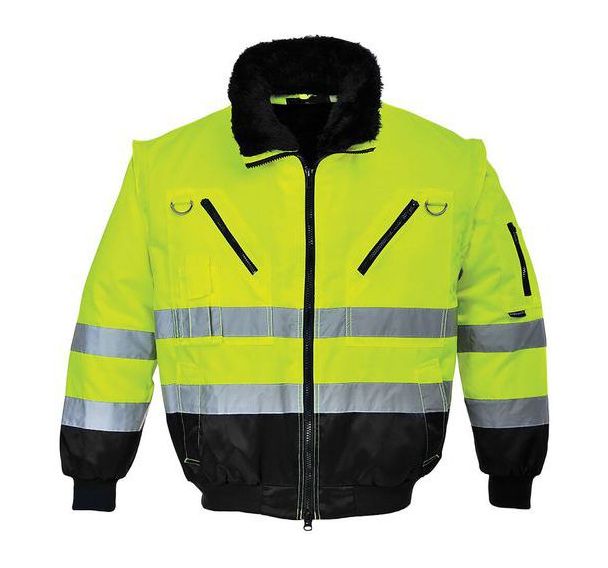 Blouson pilote 3 en 1 haute visibilité jaune/noir-M