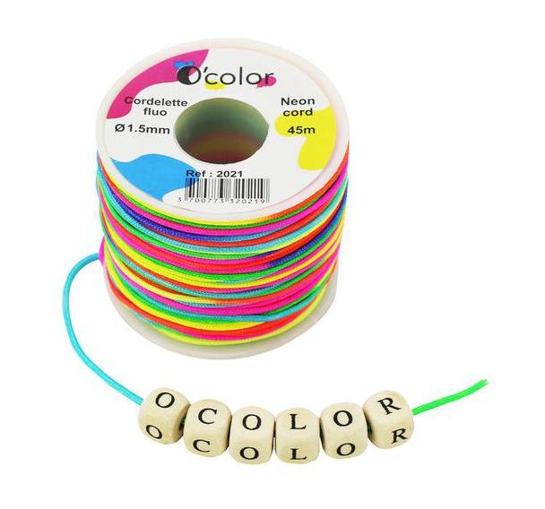 Bobine de cordelette fluo multicolore 45m