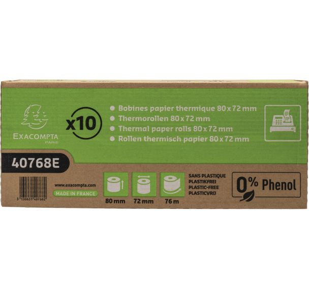 Bobine pour tickets de caisse - 76 m - Exacompta - Lot de 30
