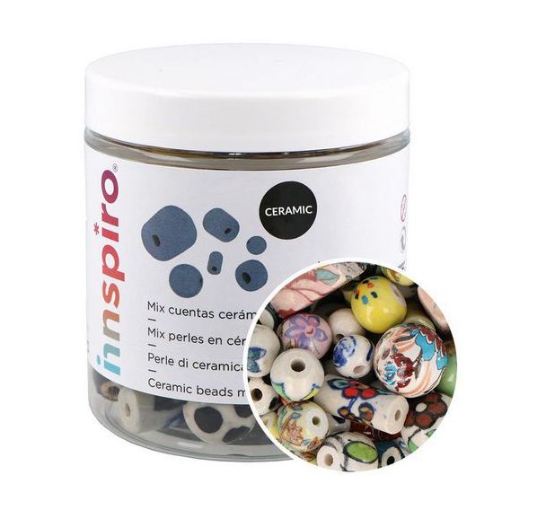 Bocal 300g perles céramique tailles assorties thème fleurs