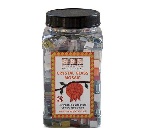 Bocal 750 g mosaïques verre 10x10 mm en couleurs assorties