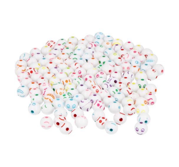 Bocal 750 perles emoticones rondes 7,5 mm trou 1.5mm