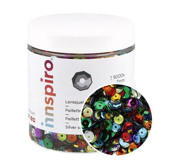Bocal de 120g de sequins métallisés, couleurs assorties