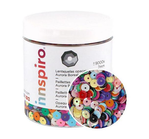 Bocal de 120g sequins opaques brillants, couleurs assorties