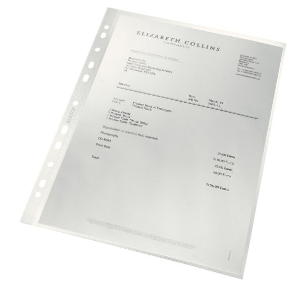 Boite 100 pochettes perforées PP recyclé 90microns