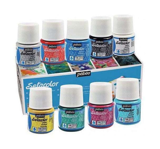 Boite 10 flacons Sétacolor pailletés assorties
