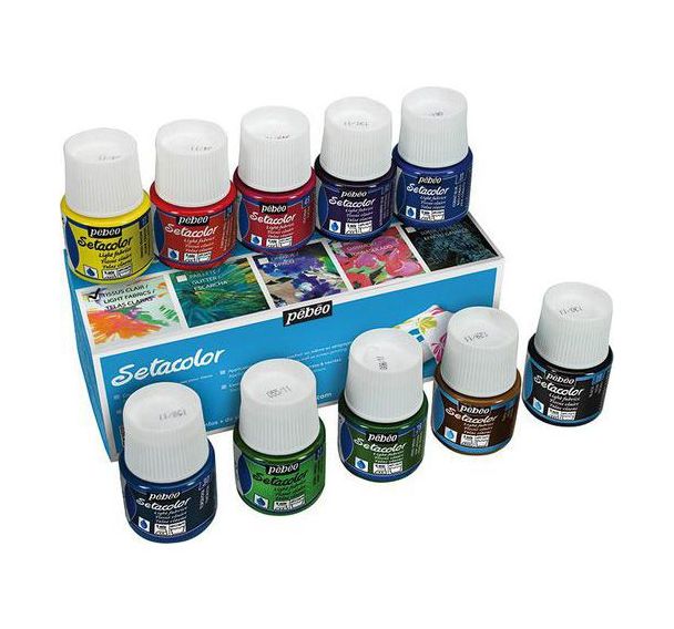 Boîte 10 flacons sétacolor assortis, transparent réf. 075 pébéo