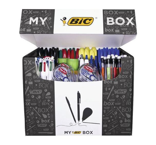 Boîte 124 produits d'écriture et correction My box Bic