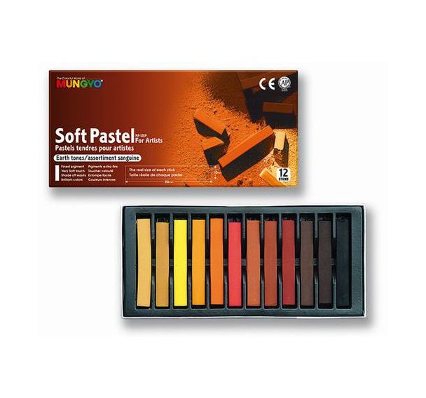 Boîte 12 pastels tendres Mungyo sanguine 66 mm
