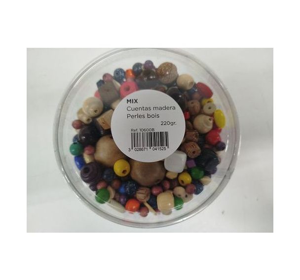 Boîte 220 g perles bois, formes et couleurs assorties