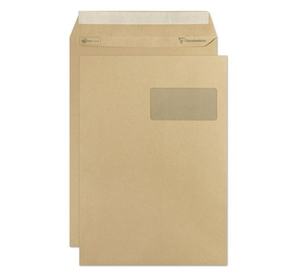 Boite 250 pochettes adh 229x324 fen50x100 Kraft 90g