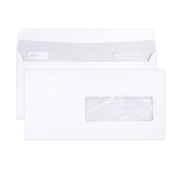 Boite 500 enveloppes auto.adh 114x229 fen 40x110 80g