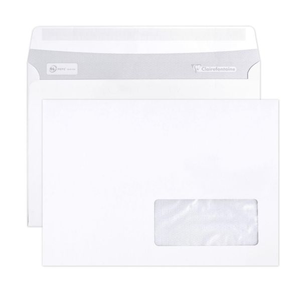 Boite 500 enveloppes auto.adh 162x229 fen45x100 90g ass°1