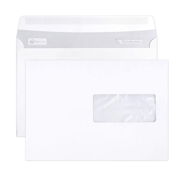 Boite 500 enveloppes auto.adh 162x229 fen45x100 90g ass°2