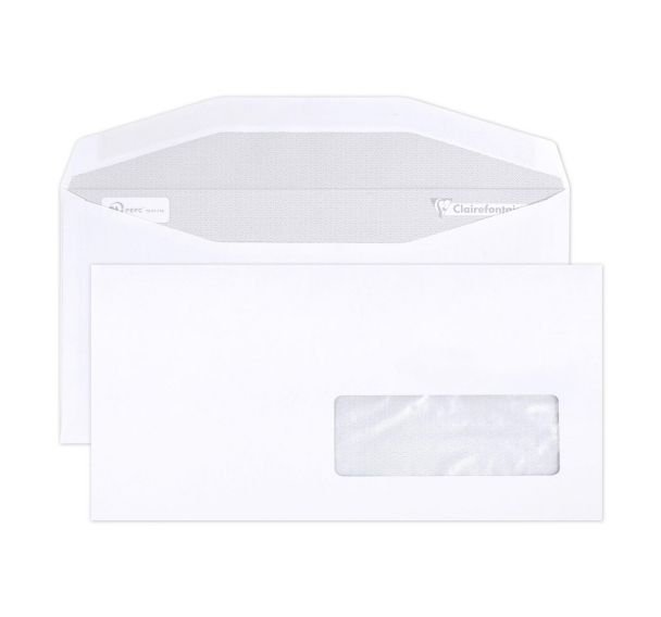 Boite 500 enveloppes gommées 114x229 fen35x100 80g