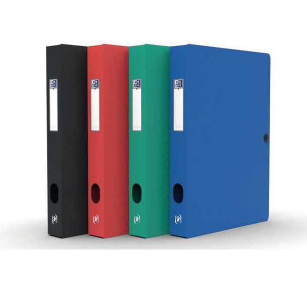 Boîte Capacité Standard Memphis 24x32cm Dos 40mm avec Bouton Pression Couverture Polypro Coloris Assortis