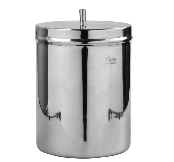 Boite à coton inox diamètre 11 cm hauteur 14 cm