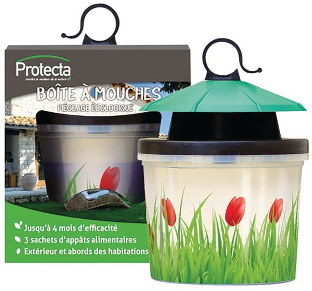 Boite à mouches piègeage écologique avec 3 appats