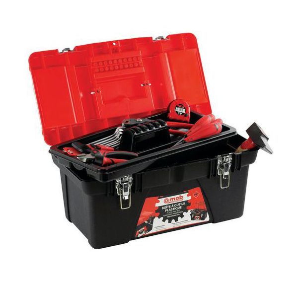 Boîte à outils plastique 19'' garnie 25 pièces