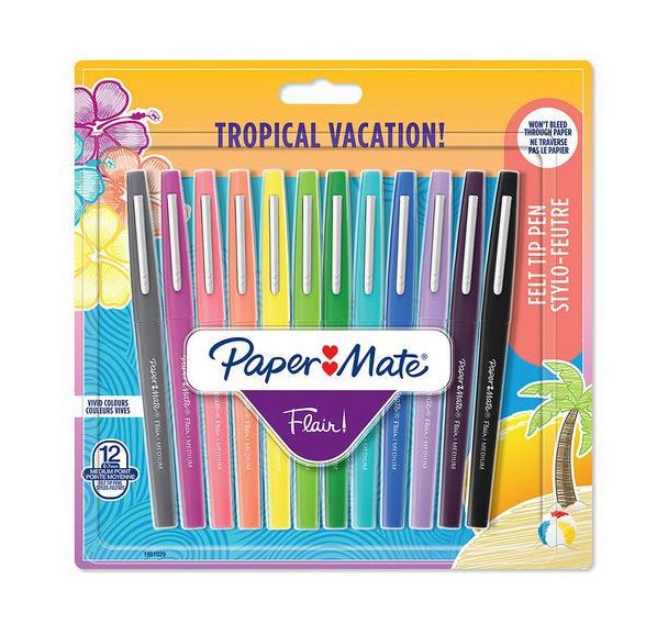 Boîte de 12 stylos feutre Flair® - assortis tropical