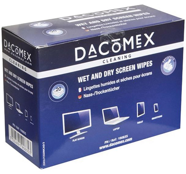 Boîte de 2x10 lingettes humides/séches pour LCD DACOMEX