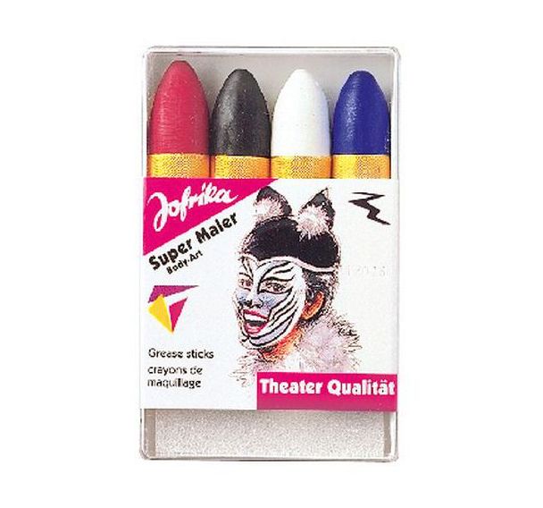 Boîte de 4 grosses craies maquillage 25g couleurs vives
