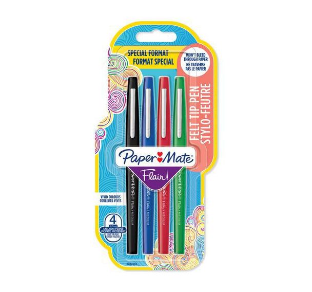 Boîte de 4 stylos feutre Flair® - assortis classique